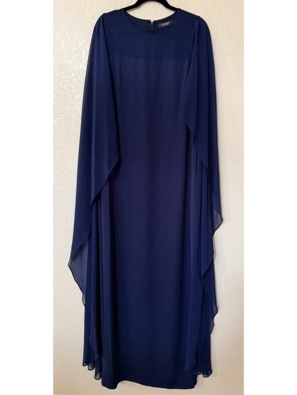 New Lauren Ralph Lauren Lavati Capelet Gown In Navy Blue Size 8 $265 - Picture 6 of 12